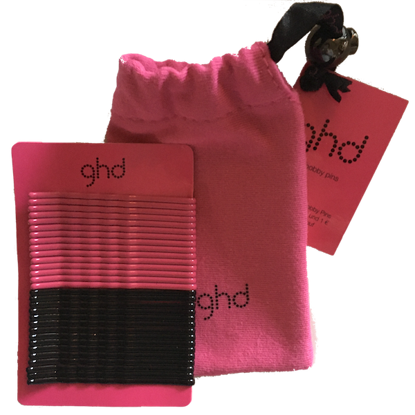 GHD Haarschmuck Schwarz-Pink 2 x 15 Schiebeklemmen, Pink Bag Set