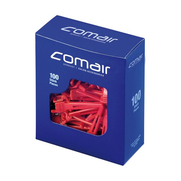 Comair Friseurzubehör Plastik Clips 1-schenkelig Kurz Rot Box